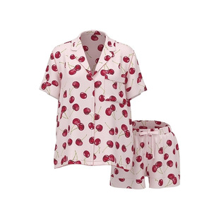 【情人节礼物】维密舒适缎面短袖短裤睡衣套装女2026