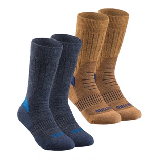 迪卡侬儿童运动袜男女童中帮高帮美利奴羊毛袜子徒步登山袜KIDO