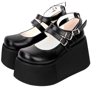 新款 LOLITA鞋COS PUNK鞋厚底松糕鞋原宿双带单鞋 9633 10cm