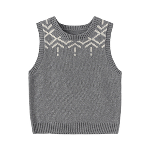 babylove宝宝针织背心秋冬款小马褂婴儿保暖马甲百搭坎肩费尔岛