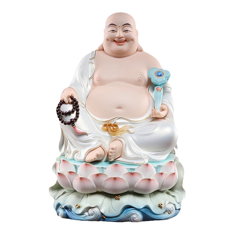 戴玉堂陶瓷大肚弥勒笑佛摆件佛像供奉家用布袋和尚像弥勒佛未来佛