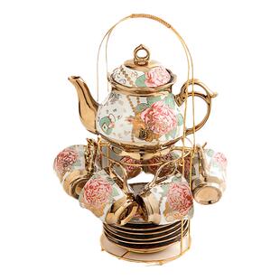 跨境欧式陶瓷咖啡杯碟套装下午茶具电镀咖啡具13件套亚马逊爆款