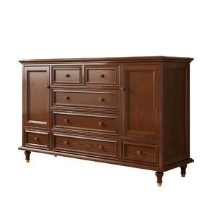 实木斗柜卧室靠墙储物柜收纳柜子客厅斗橱复古抽屉柜美式五九斗柜