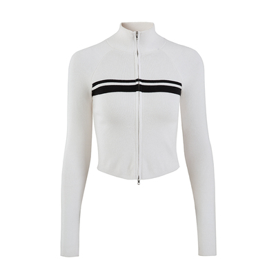 高领针织长袖拉链打底衫