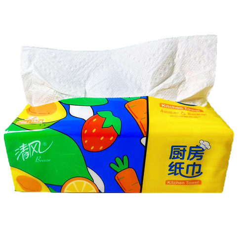清风厨房抽纸巾2层整箱6包76张实惠装吸油吸水厨房专用纸抹布整箱