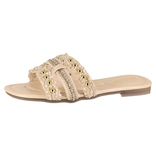 小香风平底拖鞋女夏外穿2026新款海边度假沙滩一字拖时尚舒适凉拖