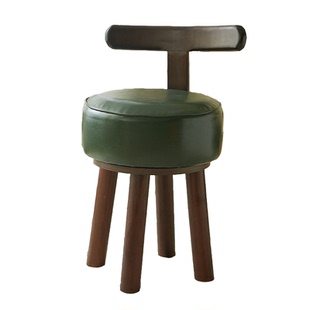 实木旋转软包凳子茶几单人换鞋凳儿童家用靠背小椅子矮凳客厅轻奢