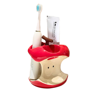 尊慕斯苹果陶瓷牙刷架浴室卫生间台面洗手洗漱台创意电动牙刷底座