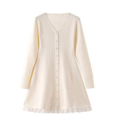 白色连衣裙中长款内搭毛衣裙秋冬