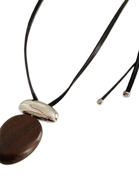 复古民族风简约几何椭圆吊坠项链