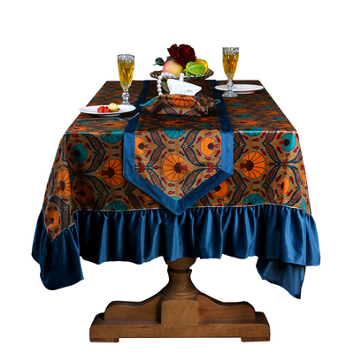 朵忆姿美式轻奢风荷兰绒桌布椅垫