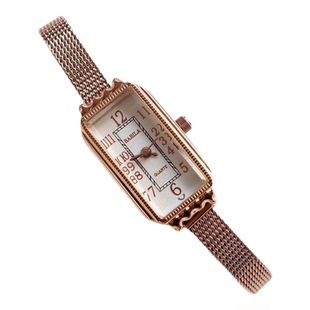 agete复古长方形表盘手表轻奢防水气质简约精致雕花小金表手表女