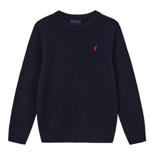 POLOWALK童装男童羊毛衫2025秋冬新品时尚百搭圆领保暖套头打底衫