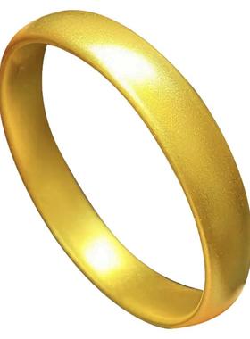 古法磨砂传承金包银轮胎手镯女黄金色宽面素圈手环时尚镯子礼物