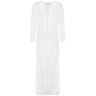 马天奴春夏新款白色长款针织开衫外搭气质长袖外套薄款上衣毛衫