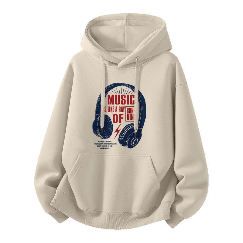 Jeep吉普连帽卫衣加绒加厚男2026新款秋冬耳机印花宽松外套青少年