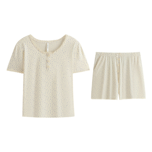 贝妍凉感睡衣女夏季薄款显瘦短袖短裤家居服甜美清新小碎花女套装
