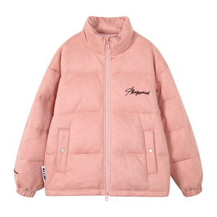 ALLIN 字母刺绣羽绒服男款冬季防寒加厚保暖短款情侣面包服外套女