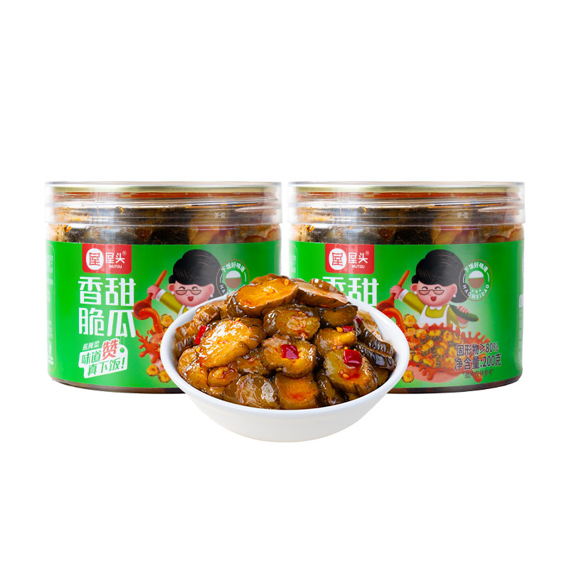 屋头香甜脆瓜腌制酱黄瓜开味下饭菜即食黄瓜皮甜辣脆嫩酱咸菜榨菜