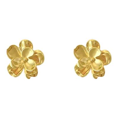 金色复古夸张花朵耳环女