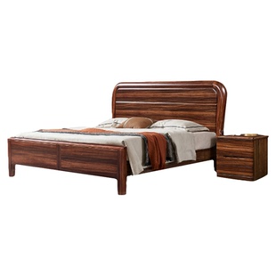 现代中式乌金木实木床1.8m主卧双人床1.5m现代轻奢储物大床高箱床