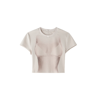 BJHG不计后果 不辣美式高街短袖t恤女夏2025新款人体印花紧身上衣