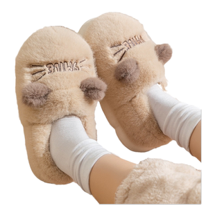 小猫毛毛棉鞋女冬季加绒2026新款外穿保暖厚底乐福豆豆鞋女款冬天