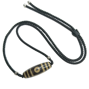 三眼天珠项链天然西藏真品牙黄老料挂绳玛瑙文玩手串配饰锁骨链