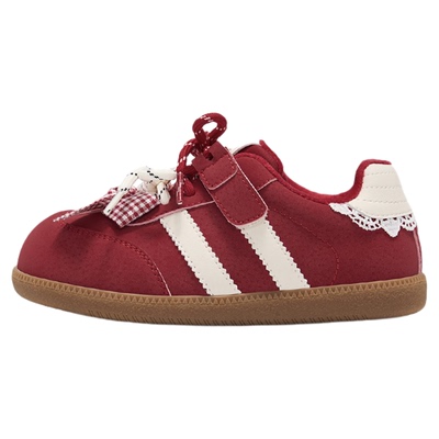 TATA童鞋儿童加绒板鞋红色二棉