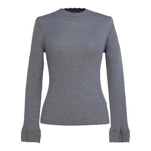 浒城古娘春季新款女装绵羊毛修身高领长袖新中式内搭上衣女款春秋