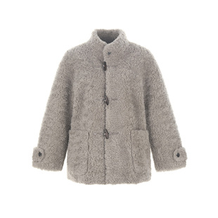 【明星同款】wana try100%绵羊毛复合皮毛一体外套25冬新款女装