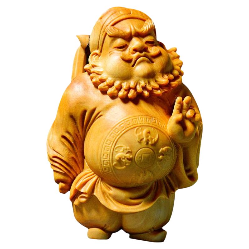 【原创】小叶黄杨木雕送福钟馗人物降妖除魔一念之间手把件手工艺