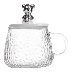 玻璃水杯小熊锤纹冰川杯logo定制伴手礼咖啡杯公司活动礼品杯子