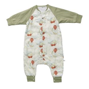 安旦婴幼儿童六层竹棉纱布睡袋  新款秋季宝宝分腿连体衣防踢睡袋