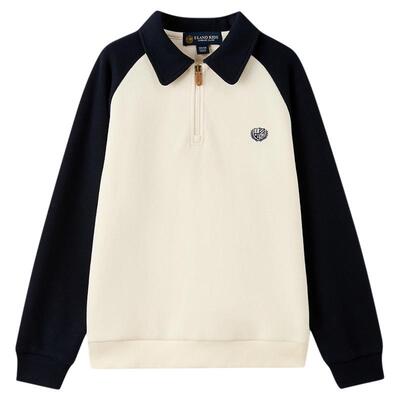 elandkids男童学院风刺绣T恤