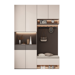 鞋柜玄关柜一体家用门口靠墙门厅柜入户隔断柜实木储物柜新款爆款