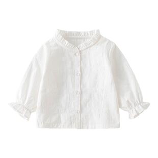 女童白衬衫长袖春装宝宝纯棉打底衫儿童上衣衬衣女宝春秋内搭衣服