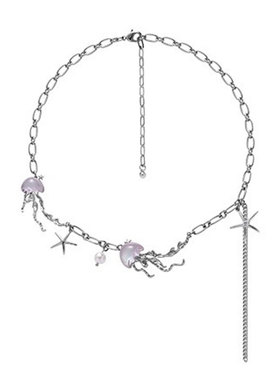 水母项链耳钉S925银原创小众