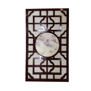 新中式吊顶格栅板pvc镂空雕花板走廊通花板天花装饰板木窗花隔断