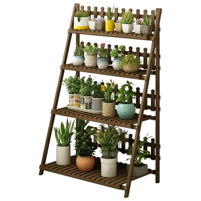 可折叠防腐实木花架子阶梯多层