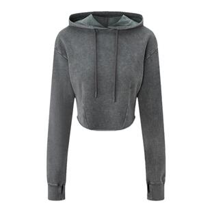 MOUSSY 秋季新品简约风小个子短款卷边连帽卫衣010HAL90-2741