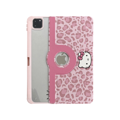 粉豹纹kt猫表情360度旋转适用ipad11保护套磁吸air7/6新款ipad10带笔槽11寸防摔可拆卸苹果平板保护套mini7女
