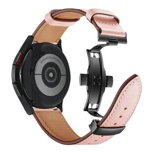 适用三星GalaxyWatch6/5 pro真皮手表带Watch4 Classic42/46mm蝴蝶扣watch3表带active2牛皮S2/S3快拆20/22mm