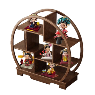 手办展示架实木桌面收纳盒适用盲盒泡泡玛特收纳架小型台面陈列架