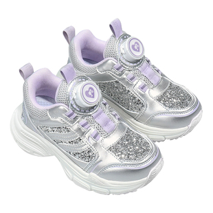 芭比童鞋女童运动鞋2026新款春季纽扣公主鞋休闲鞋子儿童跑步鞋女