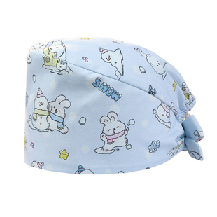 南欧鱼手术帽女护士花帽大头围不压头发调节扣医生手术室口腔帽子