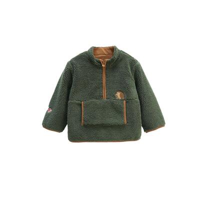 whitewheat拼色舒棉绒套头外套