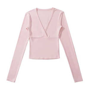 设计感深V领低胸长袖打底衫纯欲性感显身材收腰修身t恤上衣女秋冬