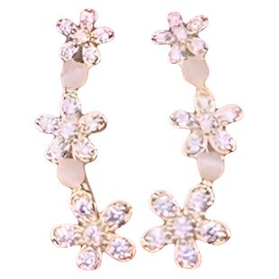 精致高级感满钻花朵一体耳排耳环猫眼石花瓣耳钉气质简约轻奢耳饰