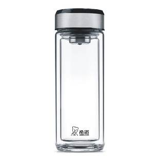 希诺双层玻璃杯男士水杯2025新款女士商务时尚带滤网茶杯XN-6712